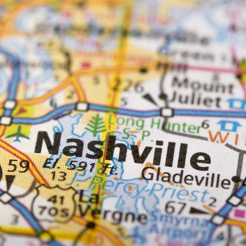 Buy CBD Nashville Tennessee Map